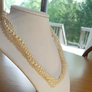 Three-Strand twisted faux pearl necklace